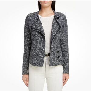 Isabel Marant Women's Anthracite Gray Black Alpaca/Virgin Wool Moto Jacket Sz 36